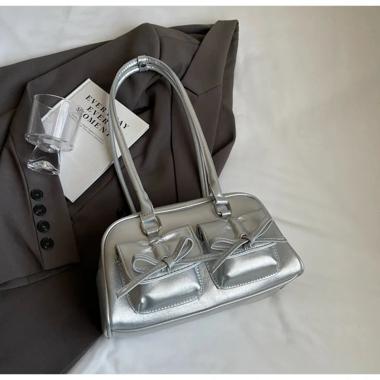 Vintage Women Business Shoulder Bags Simple Ladies Commute Tote Bag Pu Leather Female Underarm Bag Burgundy Large Handbags Purse