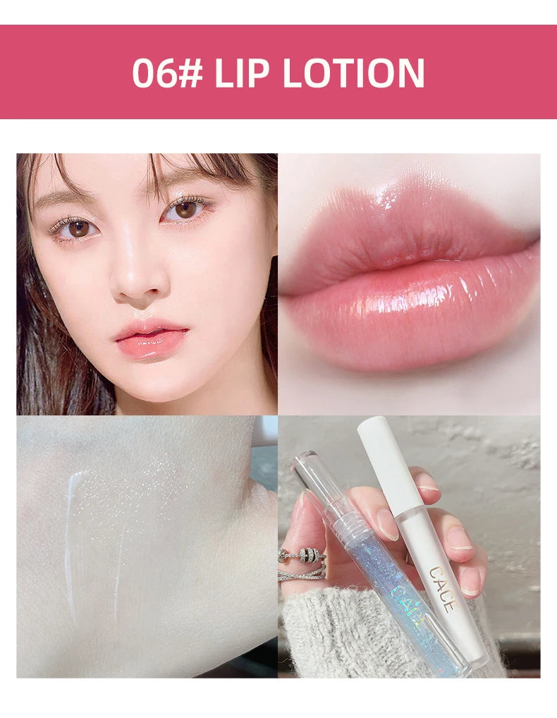 CACE Matte Liquid Lipstick Makeup Sets 4 Colors Lipgloss And 1pc Transparent Lipgloss And 1pc Lip Balm Plumper And Necklace Gift