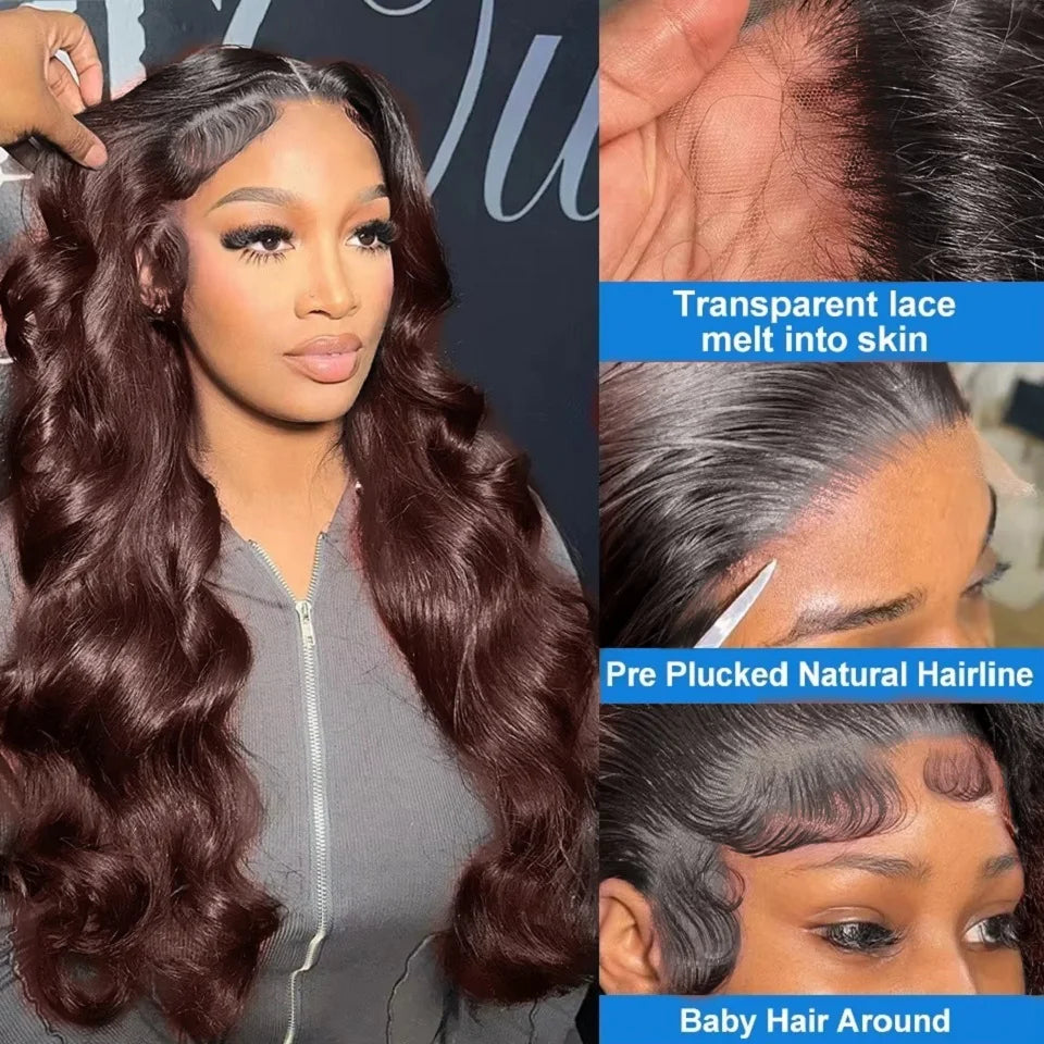 V Part Wig Ombre Reddish Brown Human Hair Remy Raw 28 30 Inch 250% No Glue Brazilian Loose Wavy V Part Human Hair Wigs for Women