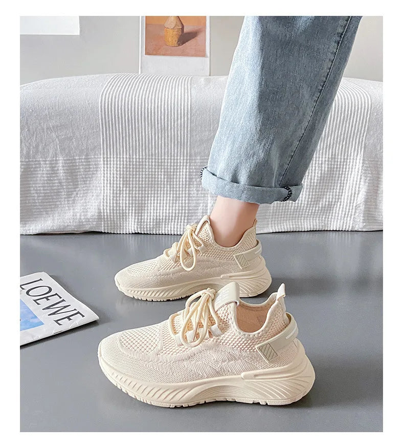 Women Sneakers New Summer Breathable Platform Mesh Shoes for Women Concise Wear-resistant Lightweight Running Women Casual Shoes