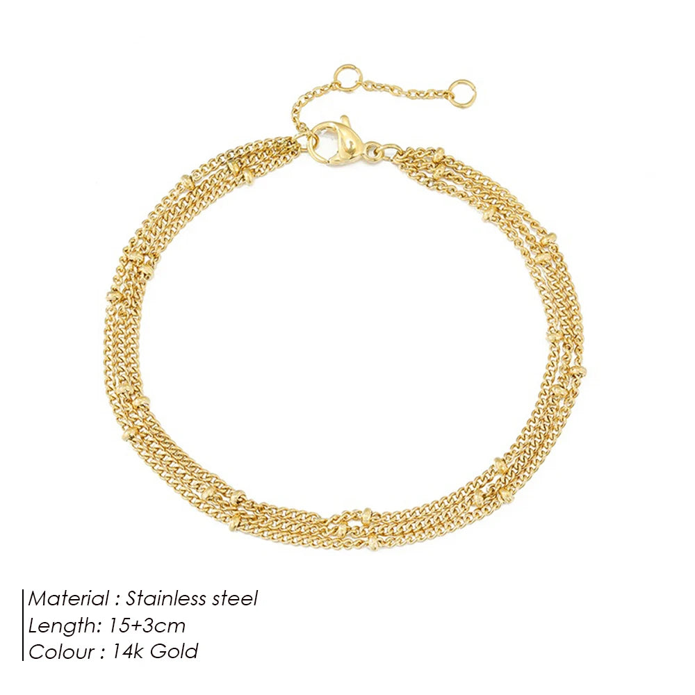 eManco Simple Women's Ball Chain Bracelet Bracelet New Layered Thin Beads Accessories Stainless Steel Jewelry Gifts Wholesale