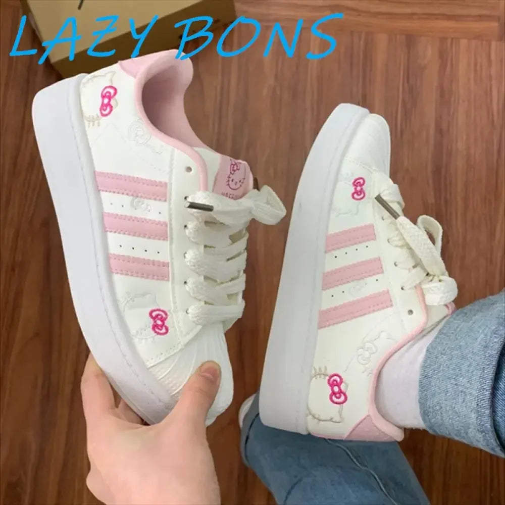 Hello Kitty Board Shoes Summer Sweet Women Sports Shoes Anime Sanrios Cartoon Kt Leisure Cute Girls Student Thick Soled Shoes