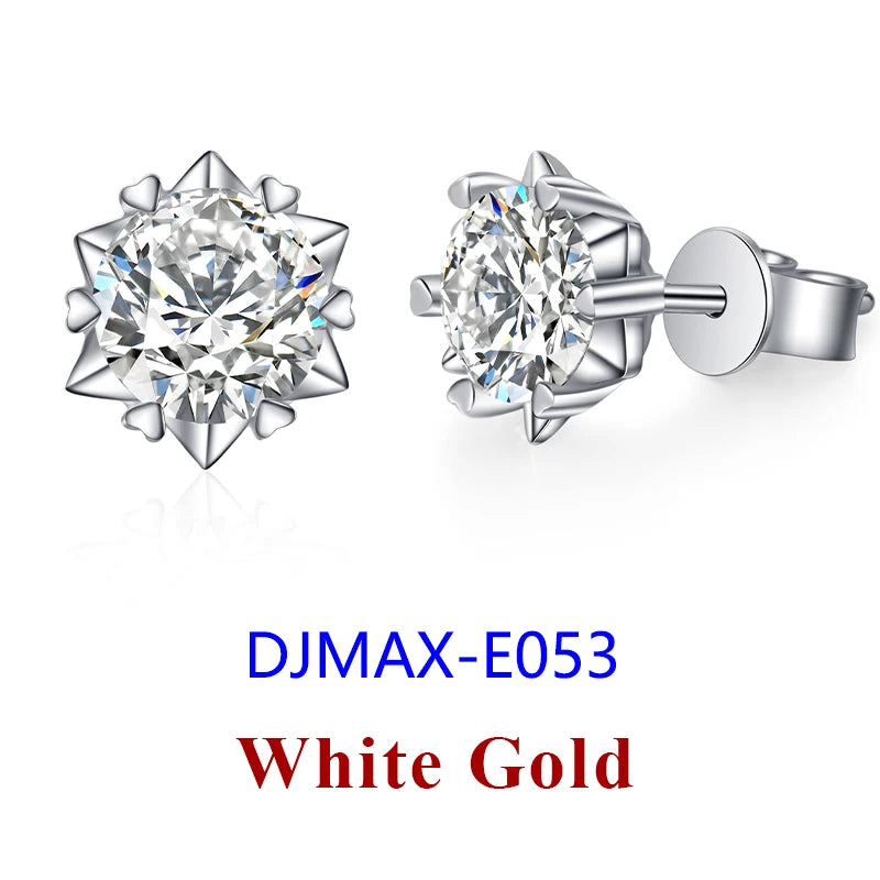 DJMAX 0.5-2ct Moissanite Diamond Stud Earrings for Women Original 925 Sterling Silver Lady's Moissanite Earring New 2025