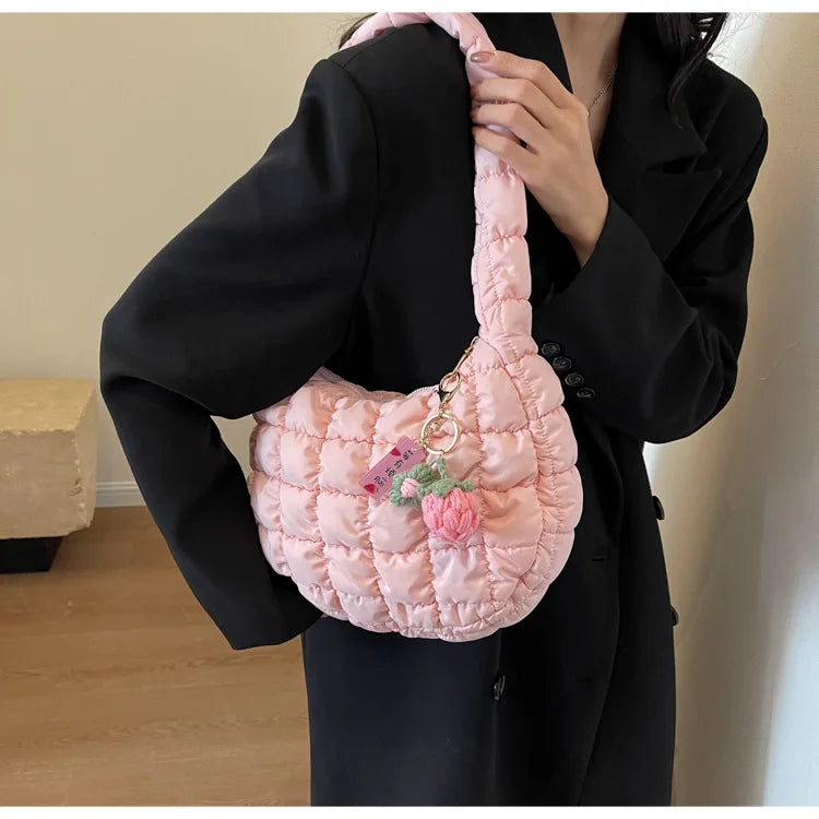 Women's Bag Korean Version Sweet Girly Style Shoulder Bag Fashion Casual Bubble Dumpling Bag Fold Cloud Bag Fashion Exquisite
