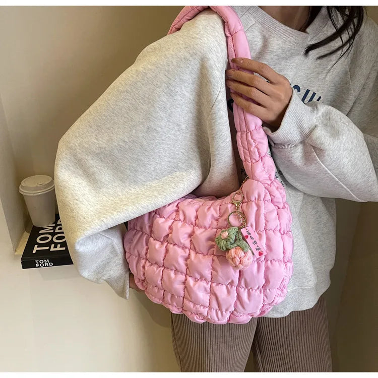 Women's Bag Korean Version Sweet Girly Style Shoulder Bag Fashion Casual Bubble Dumpling Bag Fold Cloud Bag Fashion Exquisite