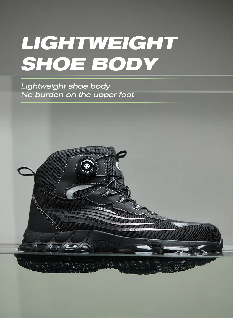 High Top Work Safety Boots Men Steel Toe Cap Work Shoes Rotating Button Indestructible Sneakers Protection Men Safety Shoes