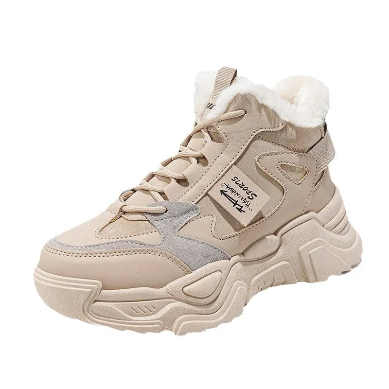 Winter New Women High Top Snow Boots Warm Plush Woman Comfortable Sneakers Waterproof Cottom Shoes Fashion Female Footwear 2025