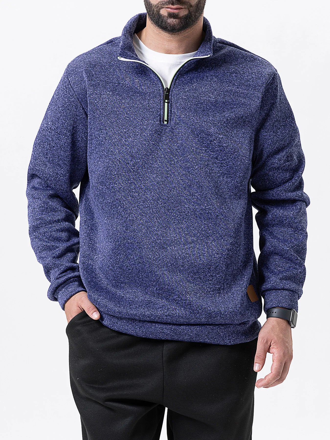 Autumn Men's Stand Collar Pullovers Slim Fit Warm Solid Color Half Zipper Long Sleeve Sweater Men's Casual Sweatshirts Top