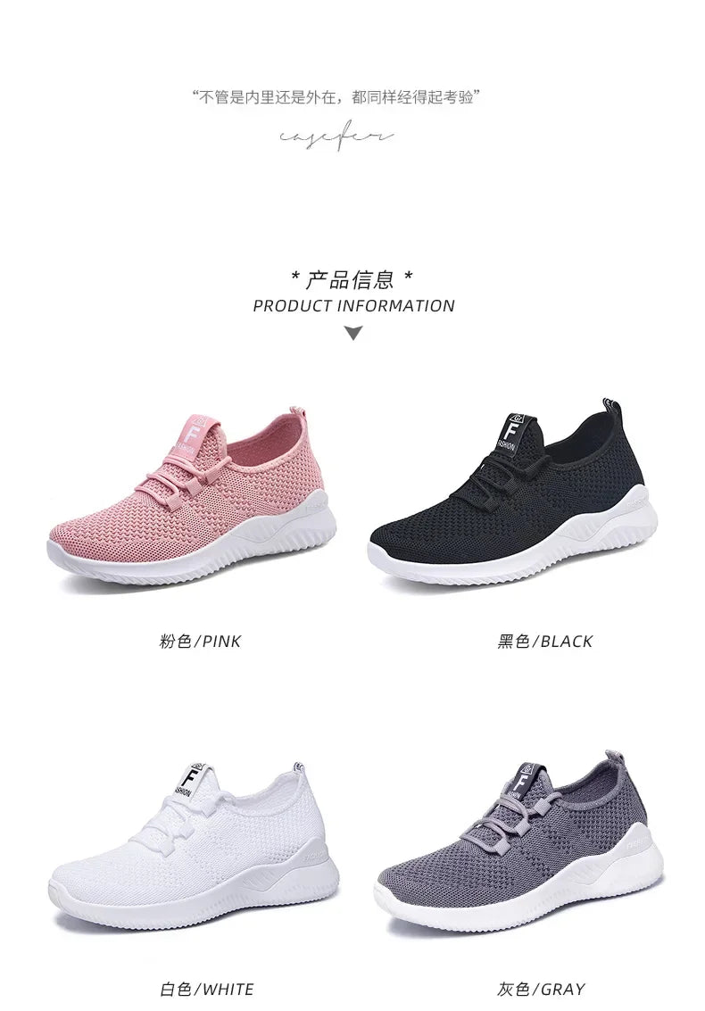 Comfortable Women's Casual Sneakers Summer Breathable Flat Shoes Fashion Women Sneakers Versatile Lace-Up Running Shoes 2025 New