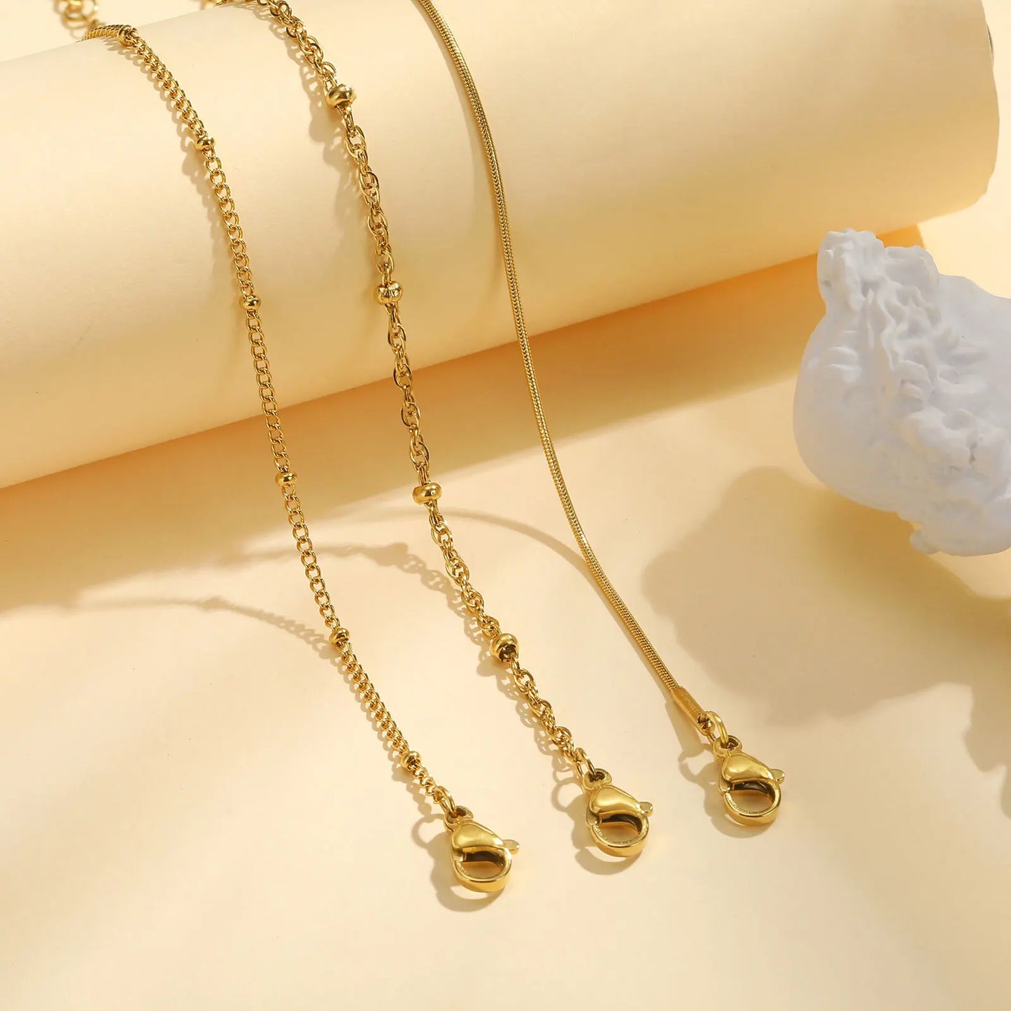 Thin Link Women Bracelet, Stainless Steel 18K Gold Plated Wrist Chain Waterproof Resistant Jewelry