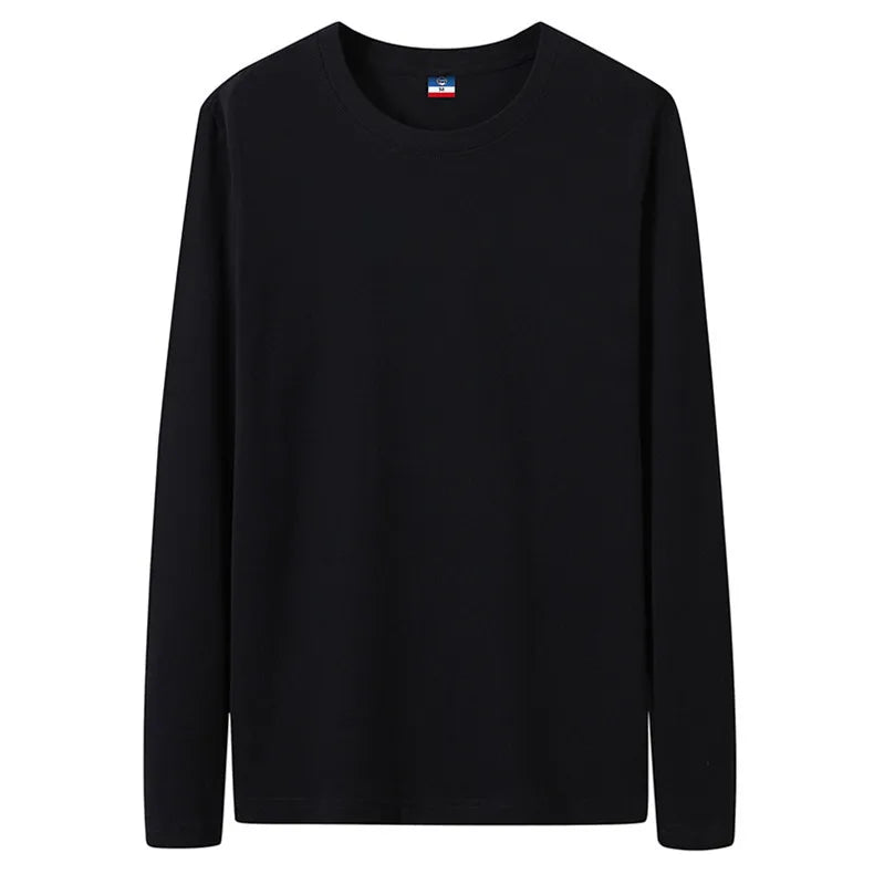 Fast Delivery T-Shirts Men Long Sleeves Tee Tops Male Autumn Plain Cotton Tshirts Plus Size 4XL 5XL Undershirts Man Clothing