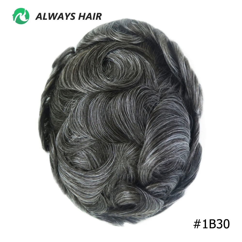 Alwayshair-DUAR Q6 Hair System Invisible Hairline Men Toupee Lace & PU Natural Indian Hair Prosthesis 130 Hair Patch for Man Wig