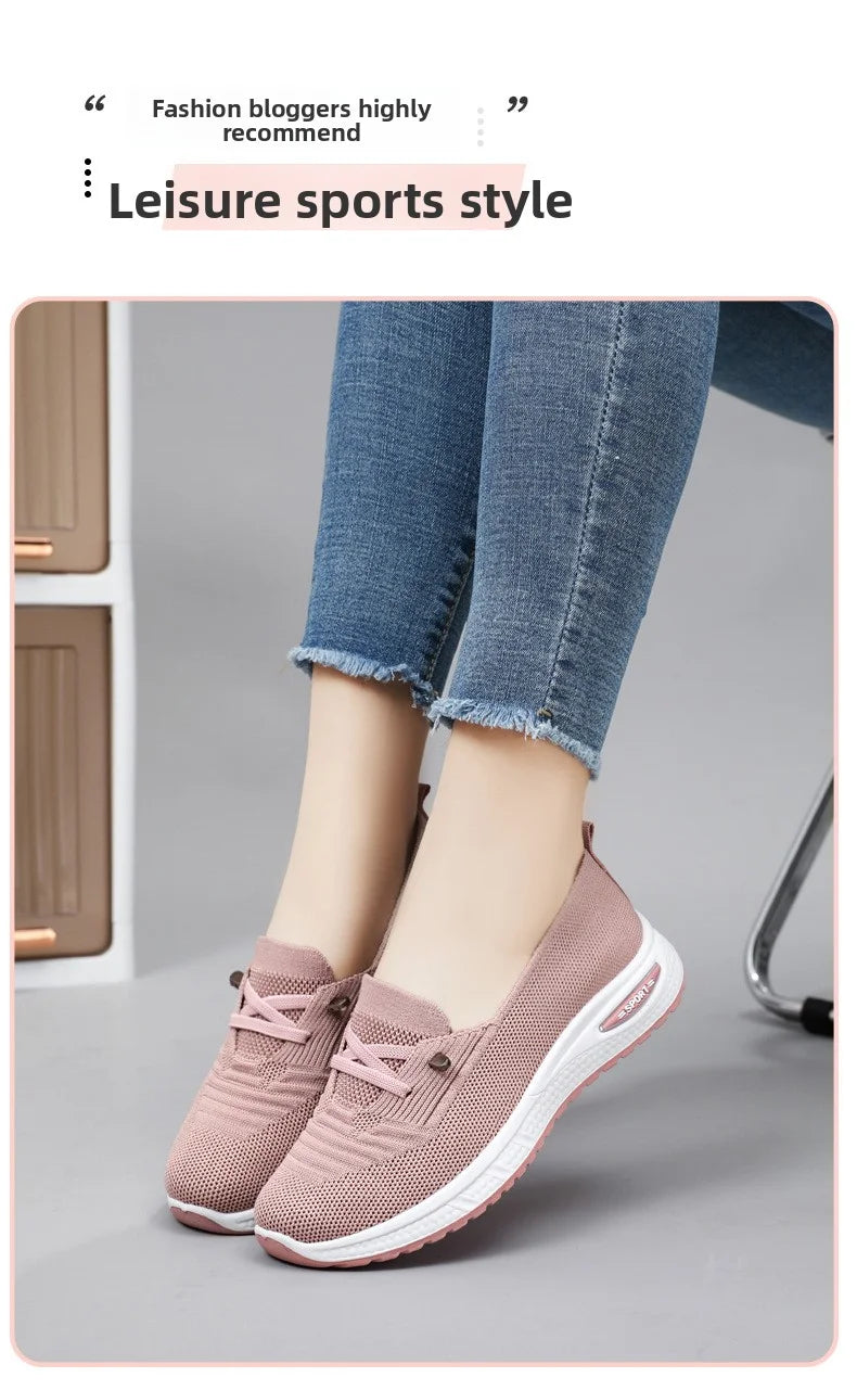 Summer Women's Sneakers Breathable Slip on Walking Shoes Mesh Low Top Womens Vulcanized Shoes Soft Sole Lightweight Women Shoes