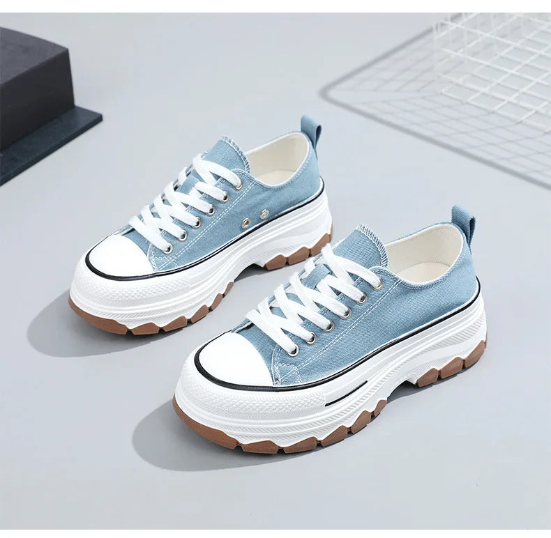 Classic Canvas Shoes Female Fashion Sneakers Women Thick Bottom Plate Shoes Heightening Casual Women's Shoes Zapatos De Mujer