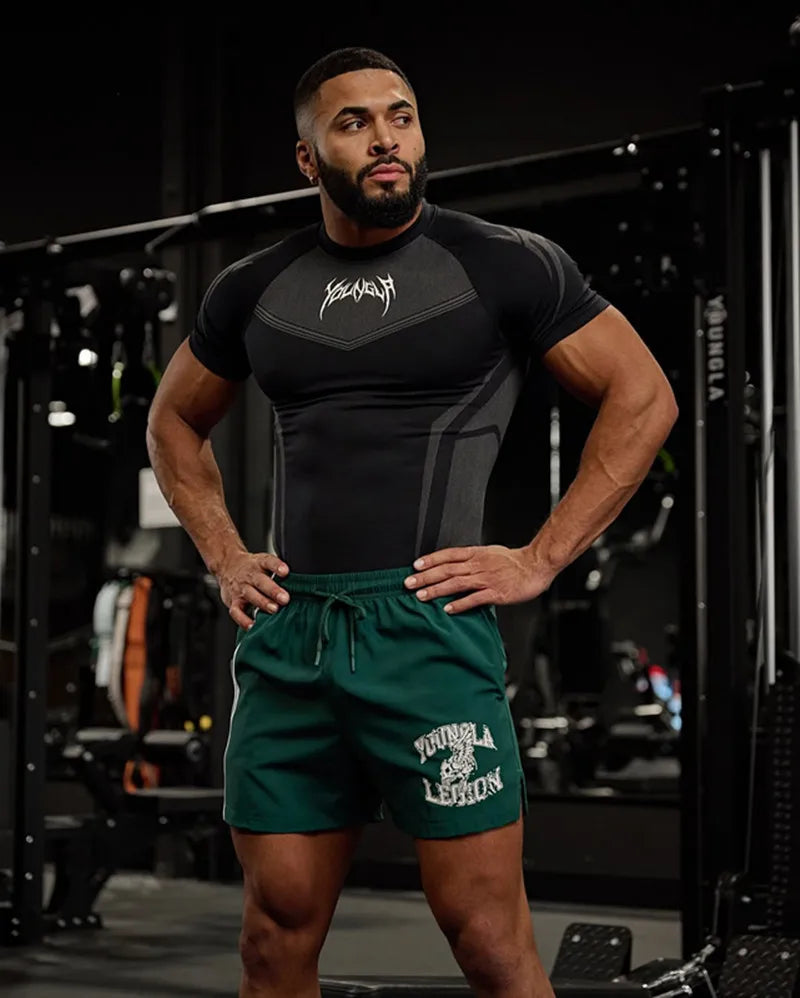 Men Short Sleeve 2025 Spring Autumn New StyleFitness Clothes Quick Drying Breathable Stretch Tight Fitting Clothing T-Shirt