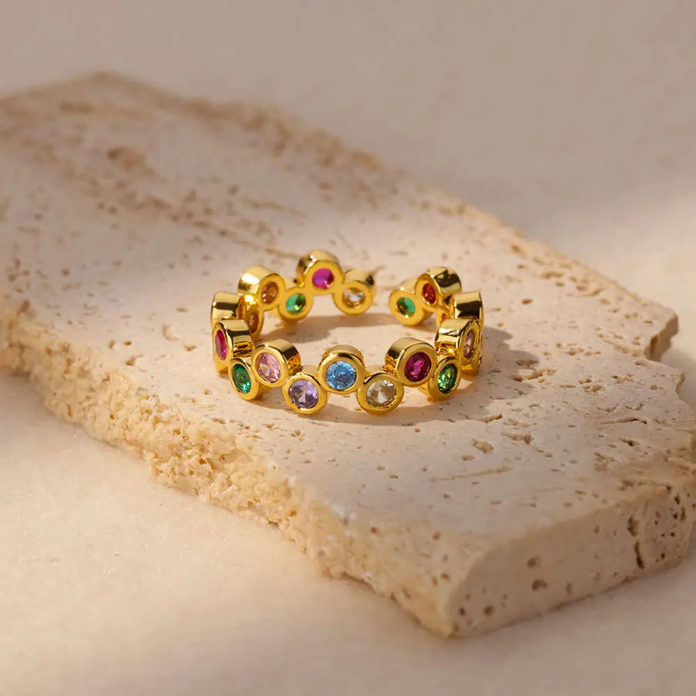 Pinky Zircon Ring for Women Stainless Steel Gold Color Ring 2025 Trend Couple Waterproof Aesthetic Wedding y2k Jewelry anillos