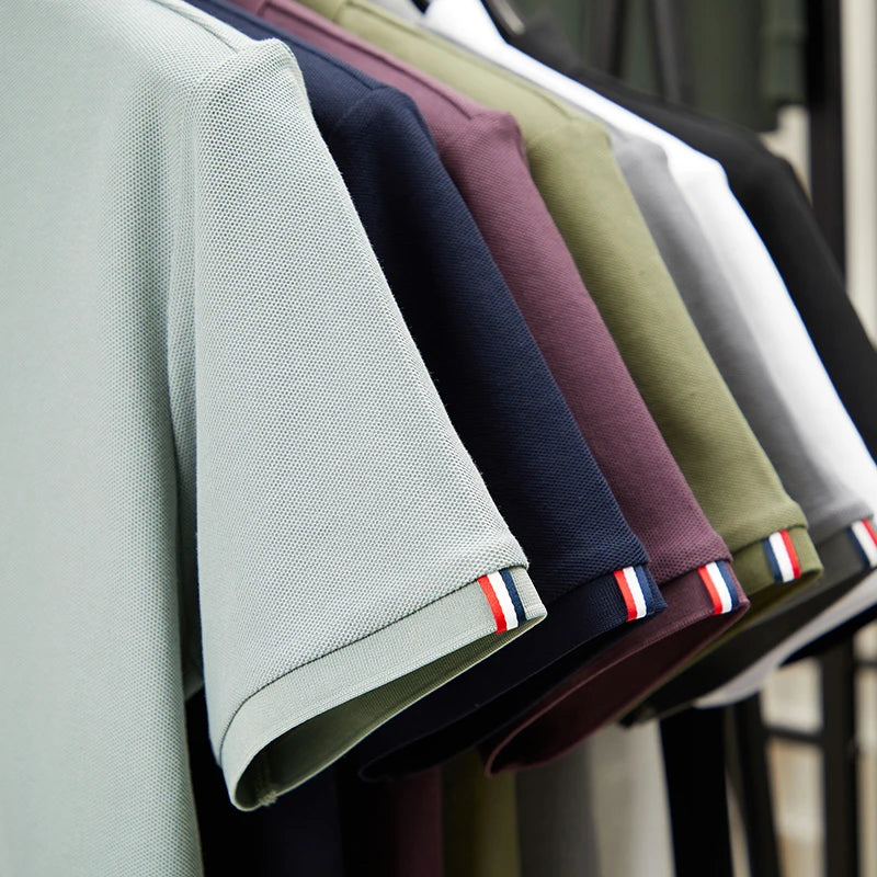 Summer hot selling men's fashionable business high-quality polo shirt, casual and comfortable pure cotton short sleeved shirt