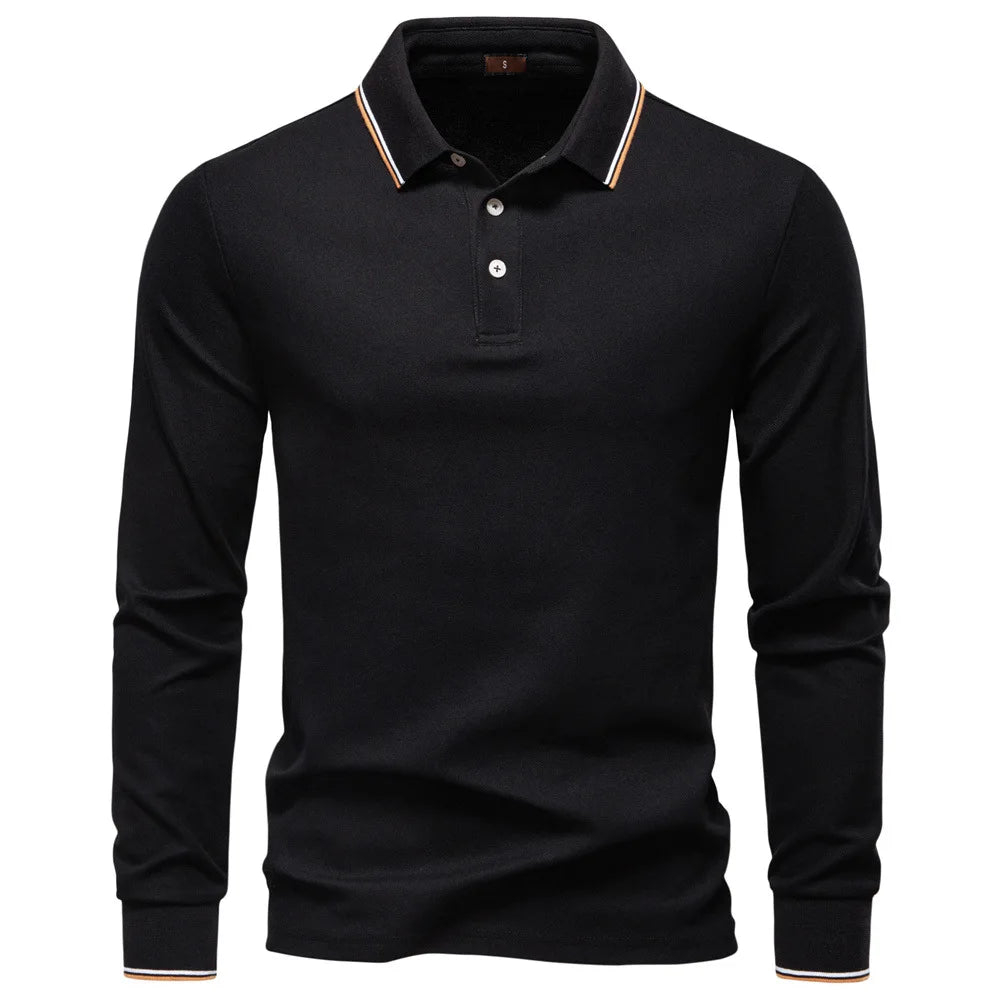 2025 New Men's Polo Shirts for Men Cotton Solid Color Long Sleeve Lapel Polo Desinger High Quality Male T-Shirt Dropshipping