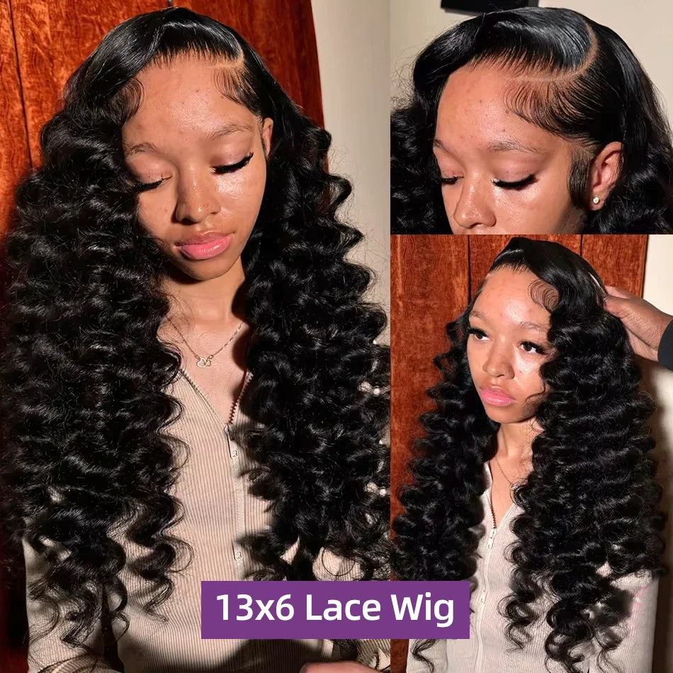 Luvin Loose Wave 13x6 HD Lace Frontal Wigs Loose Waves Wig Human Hair Brazilian Loose Deep Wave Curly Wigs Human Hair For Women