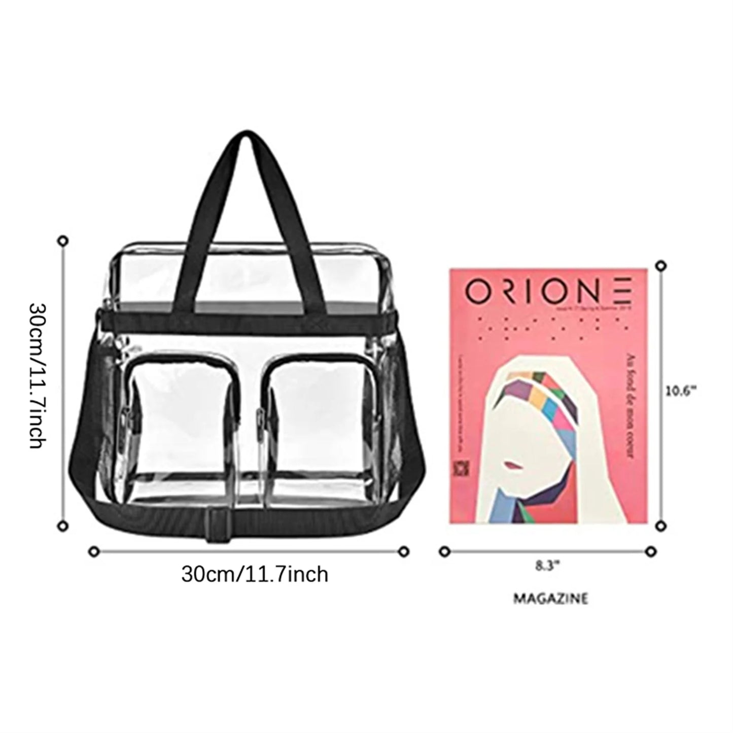PVC Unisex Multi Pocket Casual Shoulder Bag Portable Large Capacity Transparent Waterproof Tote Bag