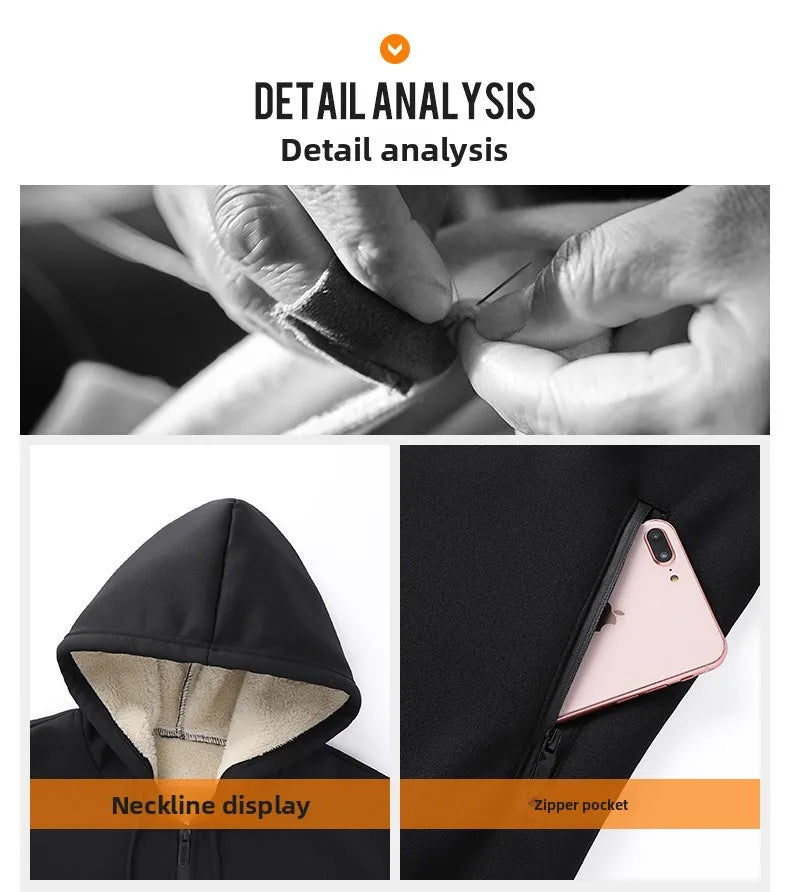 Men's Sportswear New Winter Autumn fleece Tracksuit 2 Piece Sets Sports Suit Jacket+Pant Sweatsuit Male Fashion warm Clothing