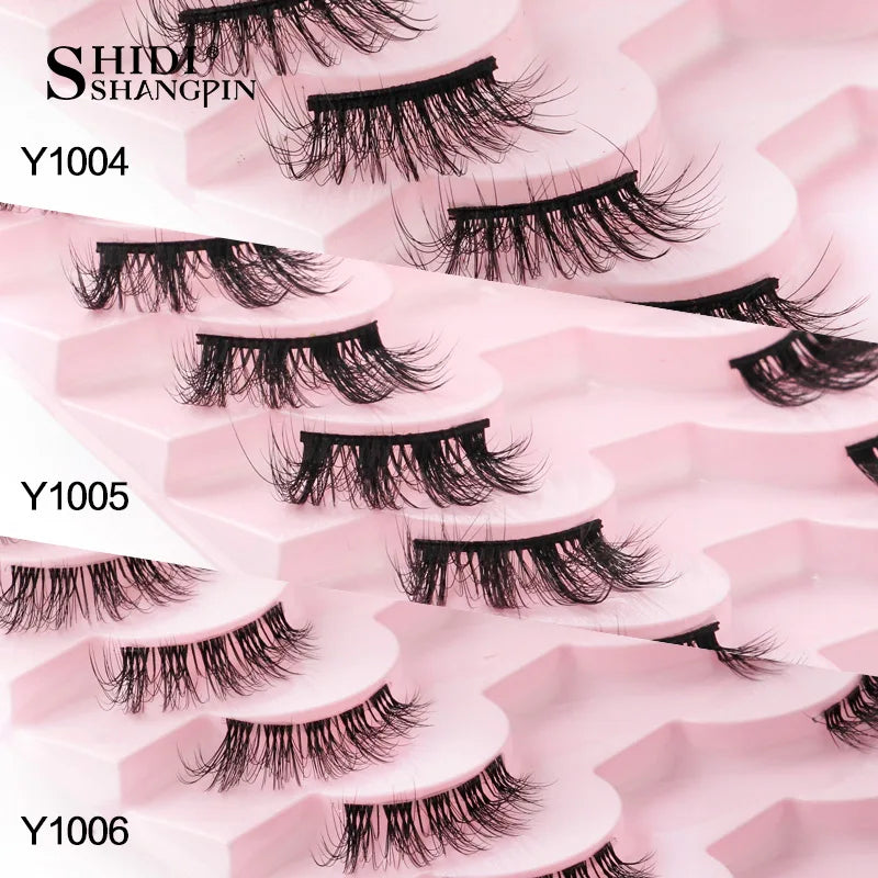 SHIDISHANGPIN Half Lashes Cat Eye Lashes 3D Natural Winged End Eye Elongated Eyelashes Fox Eye lashes Faux Mink Eyelashes Makeup