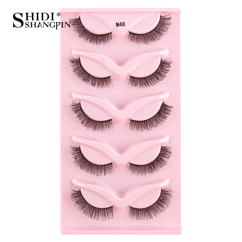 SHIDISHANGPIN Half Lashes Cat Eye Lashes 3D Natural Winged End Eye Elongated Eyelashes Fox Eye lashes Faux Mink Eyelashes Makeup