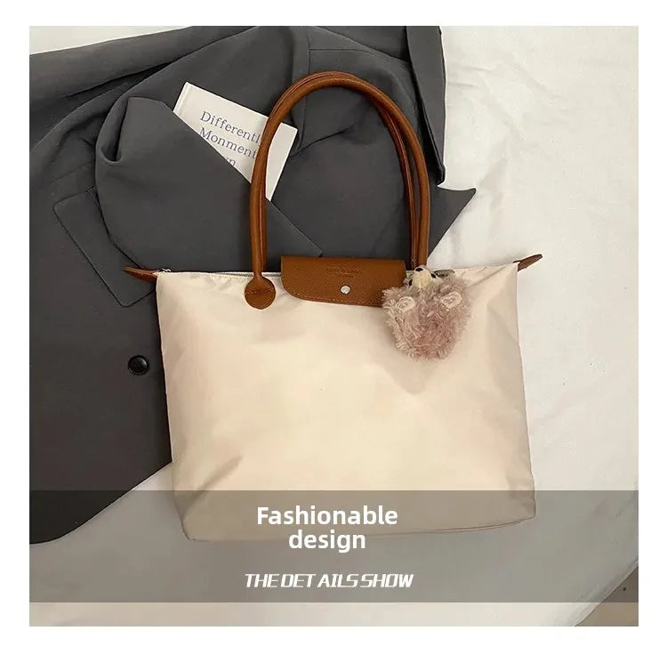 Eco-Friendly Dumpling Shape Tote Bag Versatile Ladies Handbag Single Shoulder Slant Cross Commuter Bag Soft Canvas Square Shape