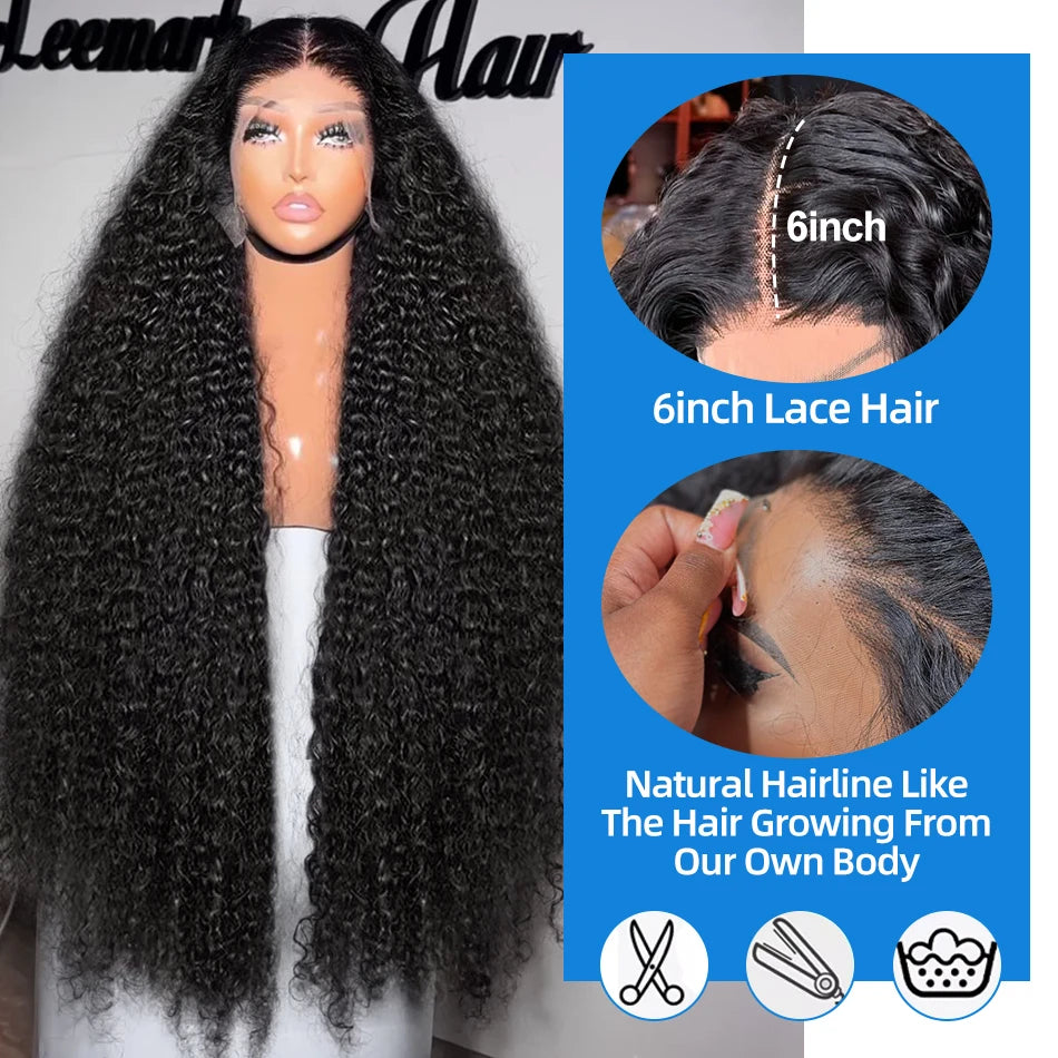 Xcurly 30 40 Inch Deep Wave 13x4 HD Lace Front Wig Human Hair For Women 220 Density Loose Water Curly 13x6 Lace Frontal Wigs