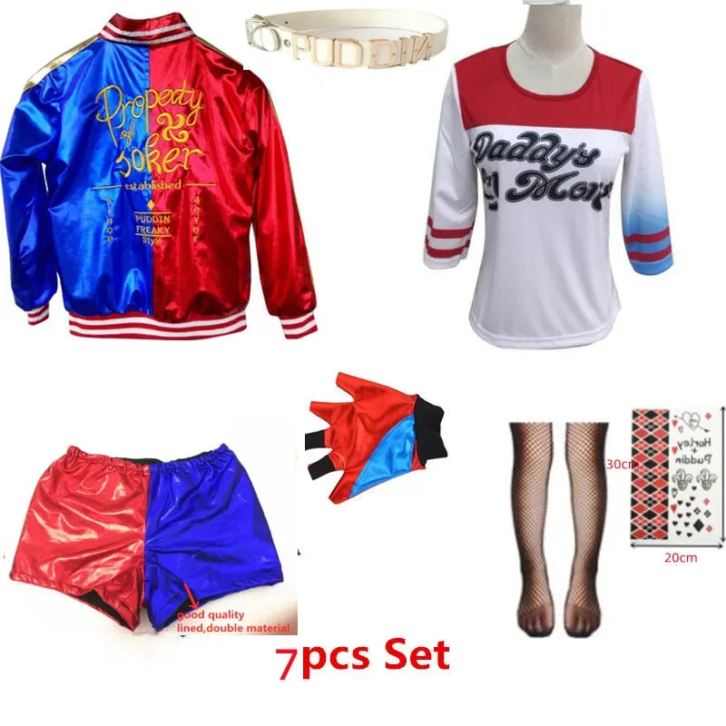 Hot Toys Suicide Harley Cosplay Squad Costumes Halloween Carnival Women Adult Jacket Pants Christmas Party Clothes