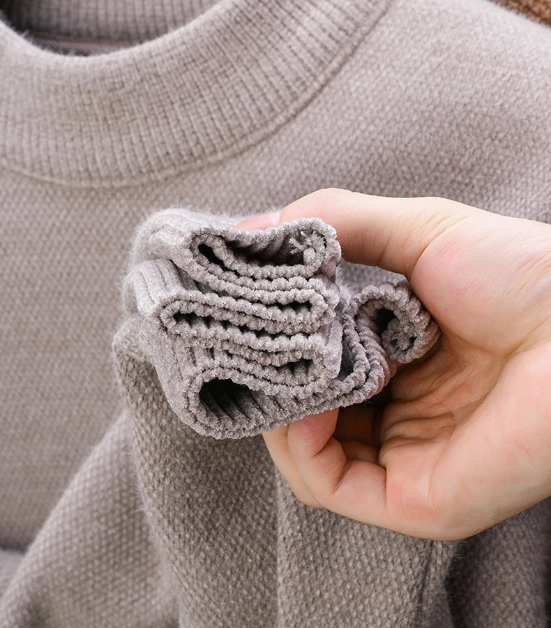 Luxury Brand Men's O-Neck Sweater Autumn/Winter New Item Exquisite Velvet Embroidered Thick Pullover Knitwear Top Men's Clothing