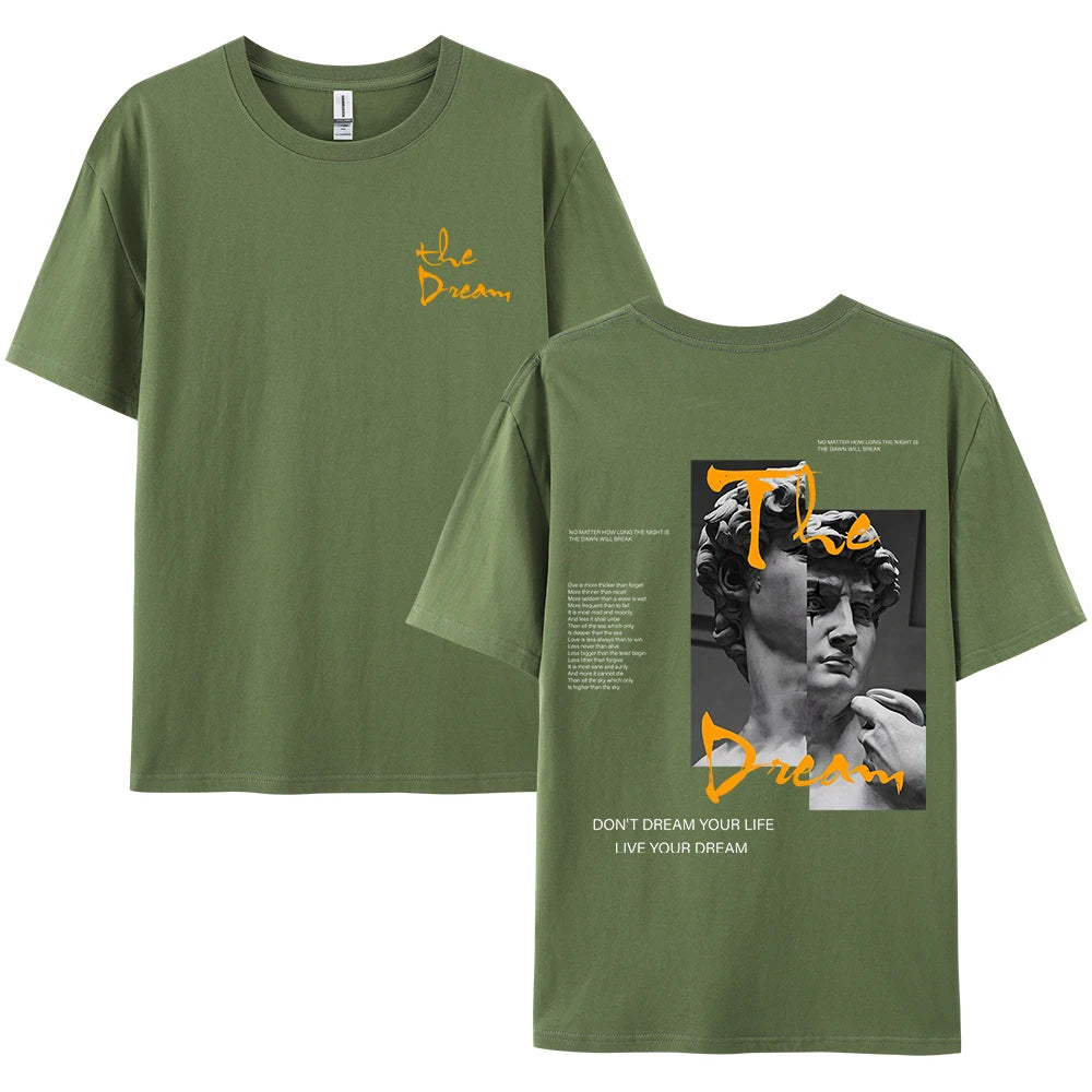 Don'T Dream Your Life Live Your Dream Men Clothes Fashion Summer T-Shirts Streetwear 100% Cotton Loose Tops Breathable Tee