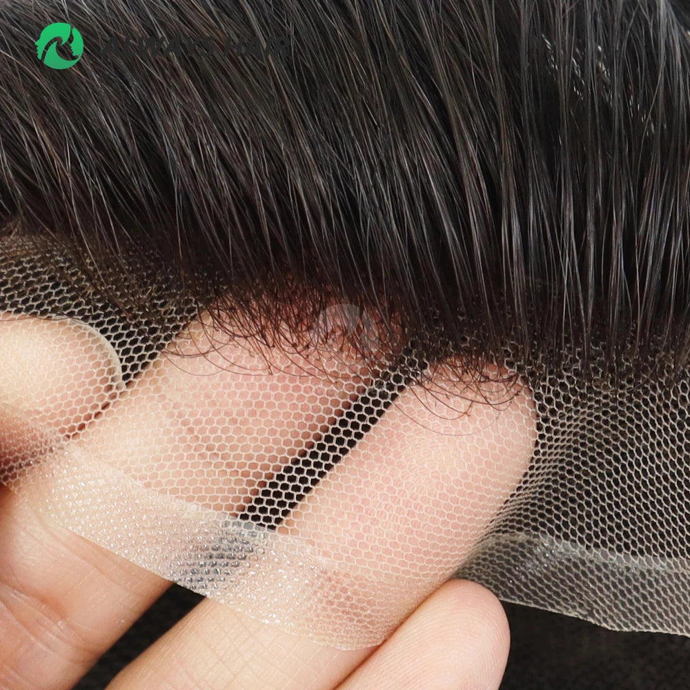 Alwayshair-DUAR Q6 Hair System Invisible Hairline Men Toupee Lace & PU Natural Indian Hair Prosthesis 130 Hair Patch for Man Wig