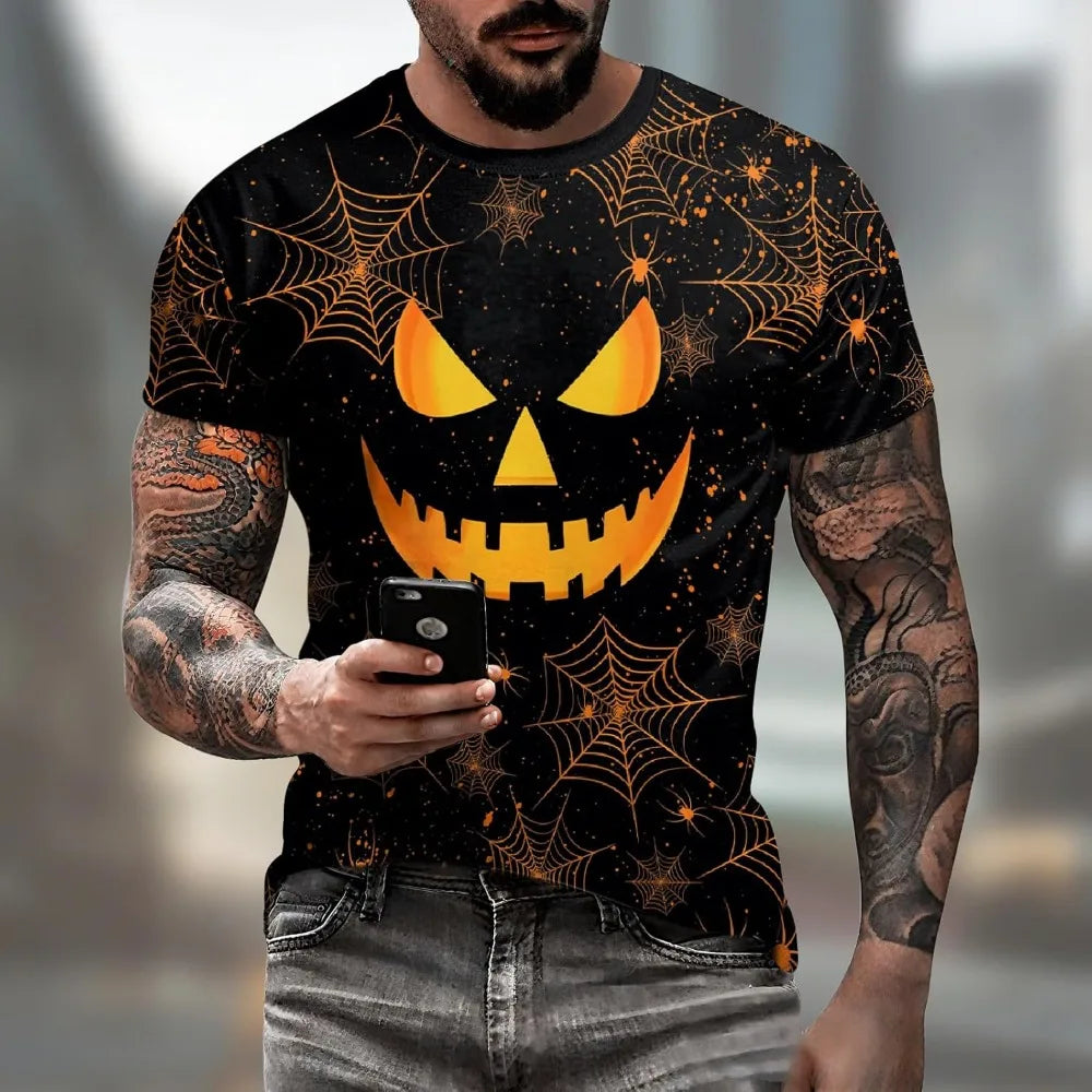 Men's Halloween T-Shirts 3D Skull Print Short Sleeve T-Shirt Casual Round Neck Novelty Street Fashion Shirts anime clothes