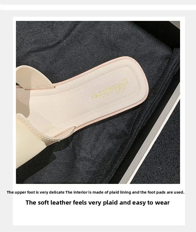 Fashionable Butterfly Knot Flat Bottom Slippers Women's Summer Outdoor Wear Soft Bottom Home Slippers Versatile Fairy Wind Cool