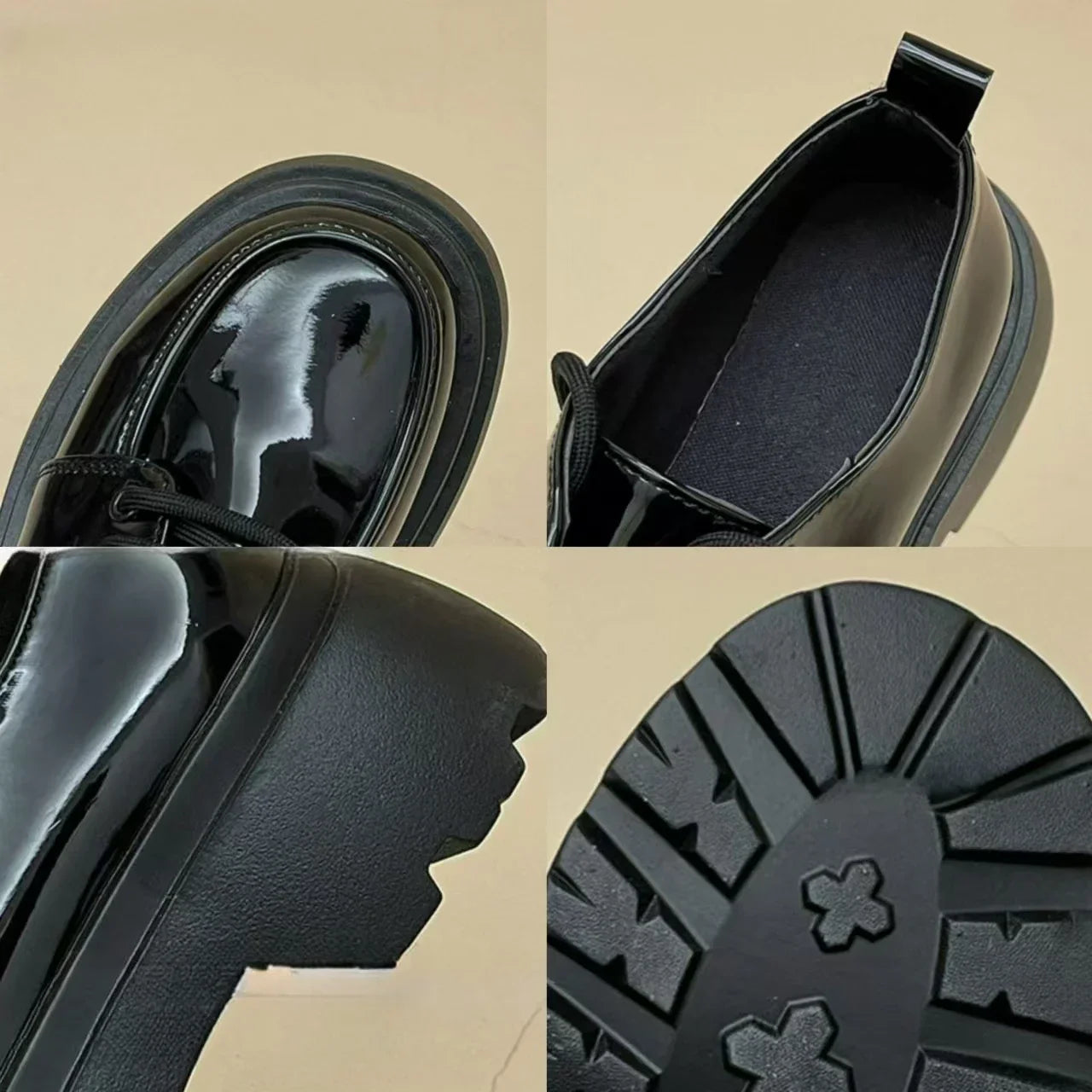 Women's Shoes Platform Flats Autumn Black Loafers Fashion Comfortable Leather Shoes Lace-up Outdoor Casual Oxfords Zapatos Mujer