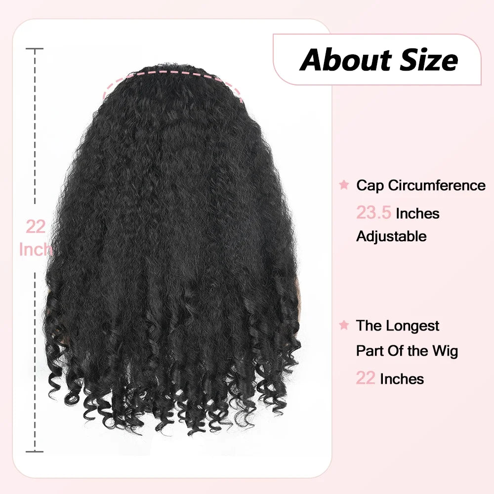 Afro Curly Synthetic Lace Wig For Black Women 200% Density Kinky Straight HD Transparent Lace Front Wigs with Bouncy Curly Ends