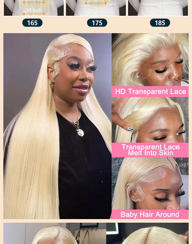 30 40 inch 613 Honey Blonde Straight 13x4 Lace Front Wigs Human Hair Glueless 5x5 Closure Brazilian Hd 13x6 Front Wig PrePlucked