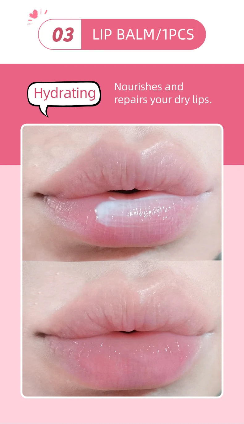 CACE Matte Liquid Lipstick Makeup Sets 4 Colors Lipgloss And 1pc Transparent Lipgloss And 1pc Lip Balm Plumper And Necklace Gift