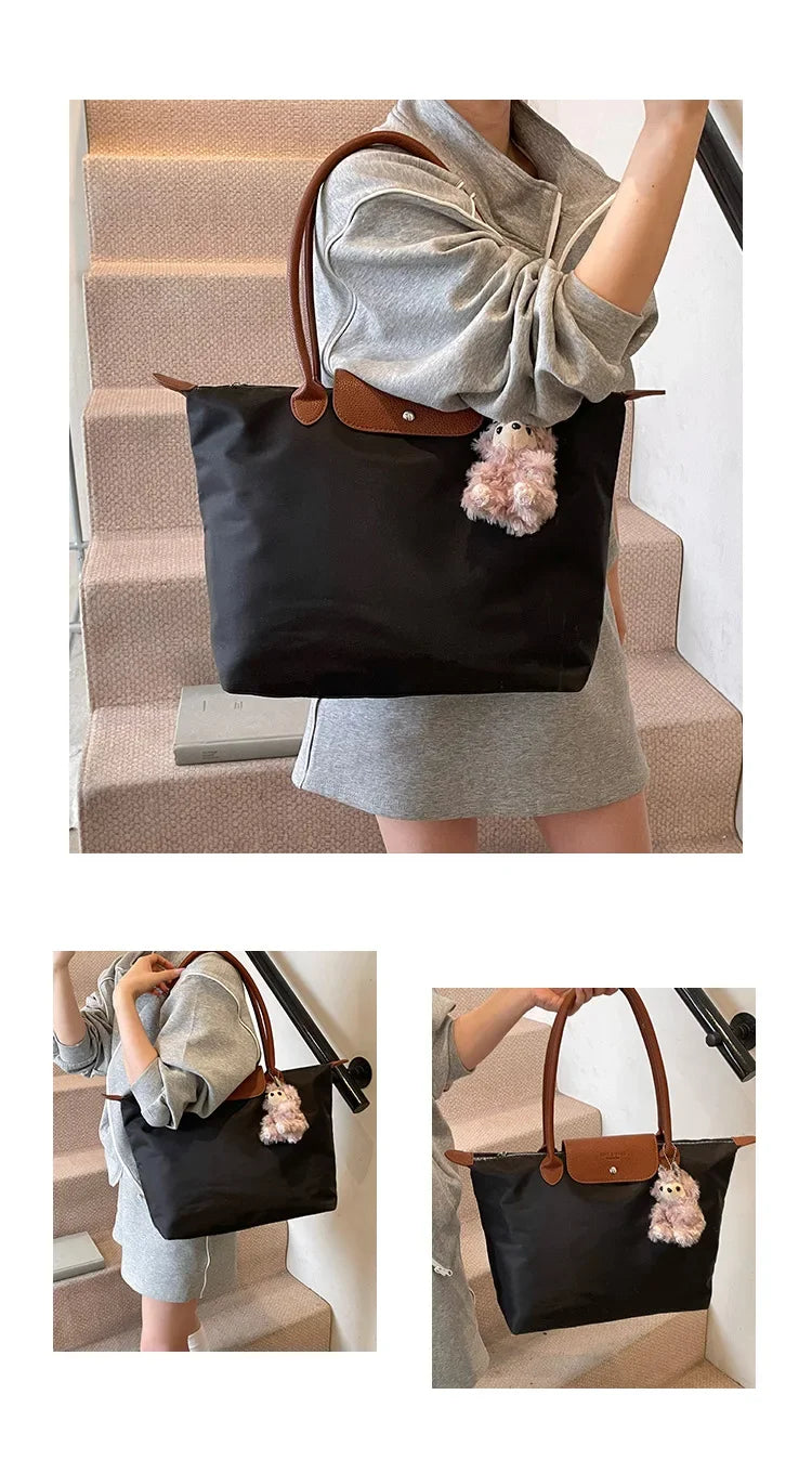 Eco-Friendly Dumpling Shape Tote Bag Versatile Ladies Handbag Single Shoulder Slant Cross Commuter Bag Soft Canvas Square Shape