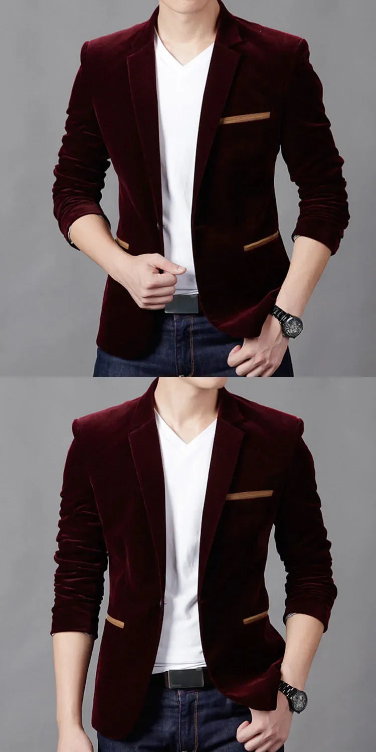 Autumn/winter New Korean Style Business Casual Corduroy Suit For Men Youth Fashion Slimming Western-style Clothes