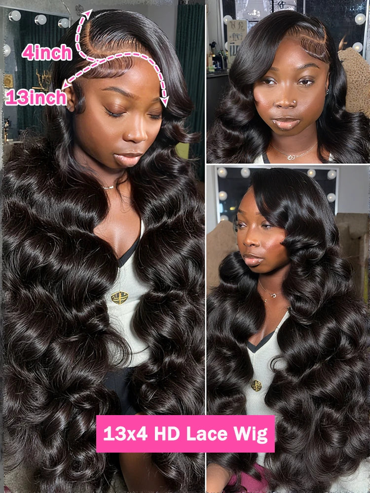 Luvin HD Transparent Body Wave Human Hair Wigs 13x6 Body Wave Lace Front Wig Human Hair Brazilian Water Wave Lace Frontal Wigs