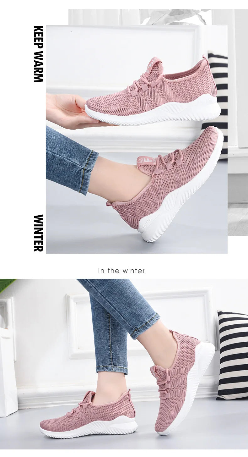 Comfortable Women's Casual Sneakers Summer Breathable Flat Shoes Fashion Women Sneakers Versatile Lace-Up Running Shoes 2025 New