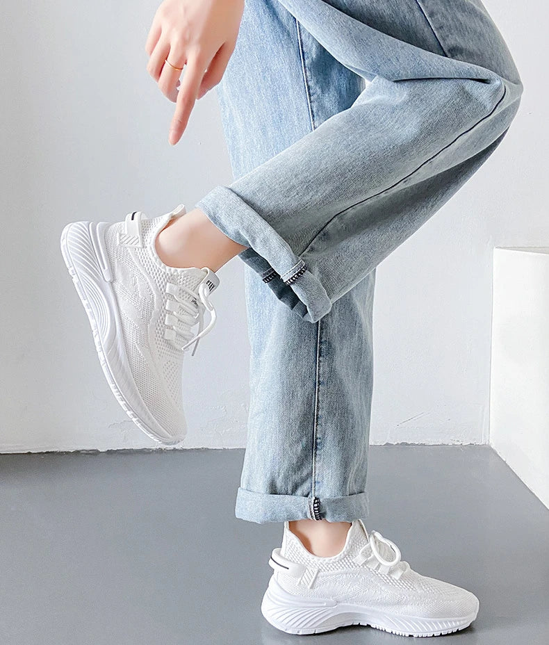 Women Sneakers New Summer Breathable Platform Mesh Shoes for Women Concise Wear-resistant Lightweight Running Women Casual Shoes