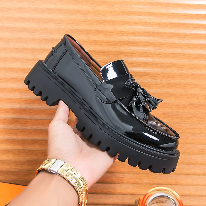 Casual Shoes Mens Comfortable Driving Loafers Light Moccasins Men Fashion Sequins Bling Party Wedding Black Dress Flats Tassel