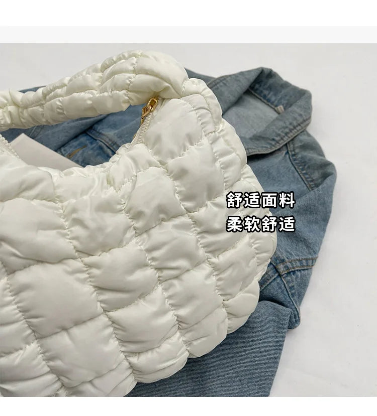 Women's Bag Korean Version Sweet Girly Style Shoulder Bag Fashion Casual Bubble Dumpling Bag Fold Cloud Bag Fashion Exquisite