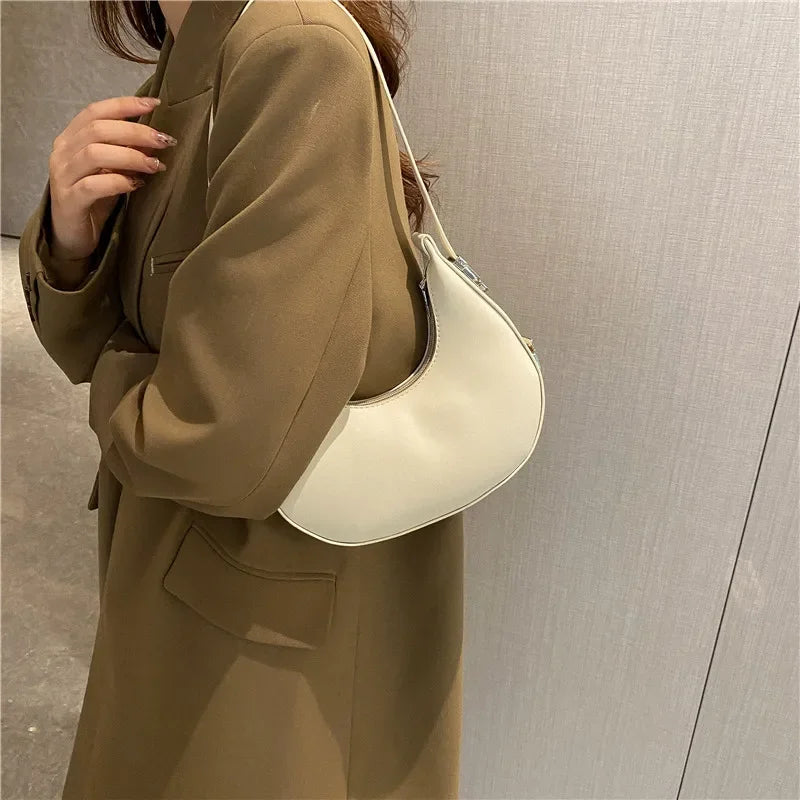 Fashion Luxury Design PU Leather Hobo Shoulder Bag Women Small Clutch Handbag Purse Female Underarm Bag Travel Totes