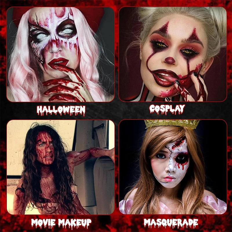 Realistic Fake Blood Gel Non-Toxic Long-Lasting SFX Makeup with Clotted Blood Texture for Halloween Party Vampire Zombie Monster