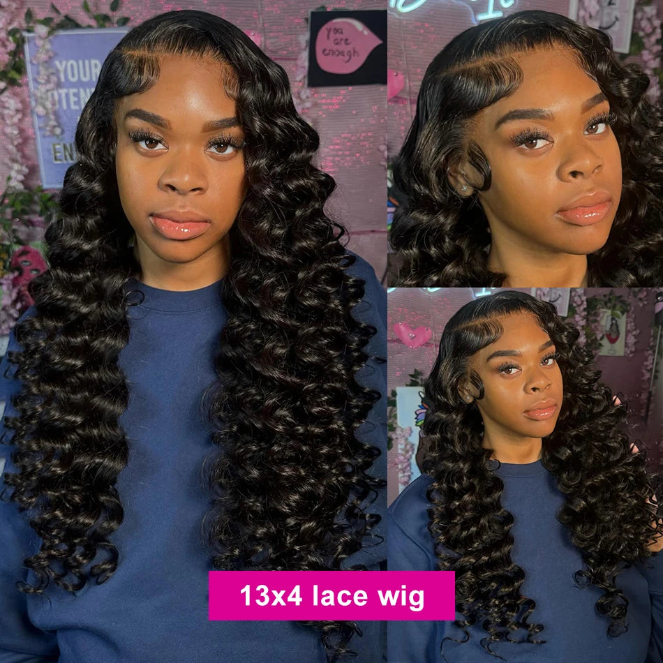 Luvin Loose Wave 13x6 HD Lace Frontal Wigs Loose Waves Wig Human Hair Brazilian Loose Deep Wave Curly Wigs Human Hair For Women