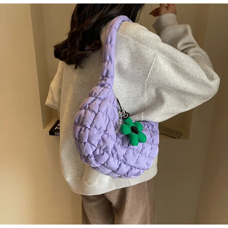 Women's Bag Korean Version Sweet Girly Style Shoulder Bag Fashion Casual Bubble Dumpling Bag Fold Cloud Bag Fashion Exquisite